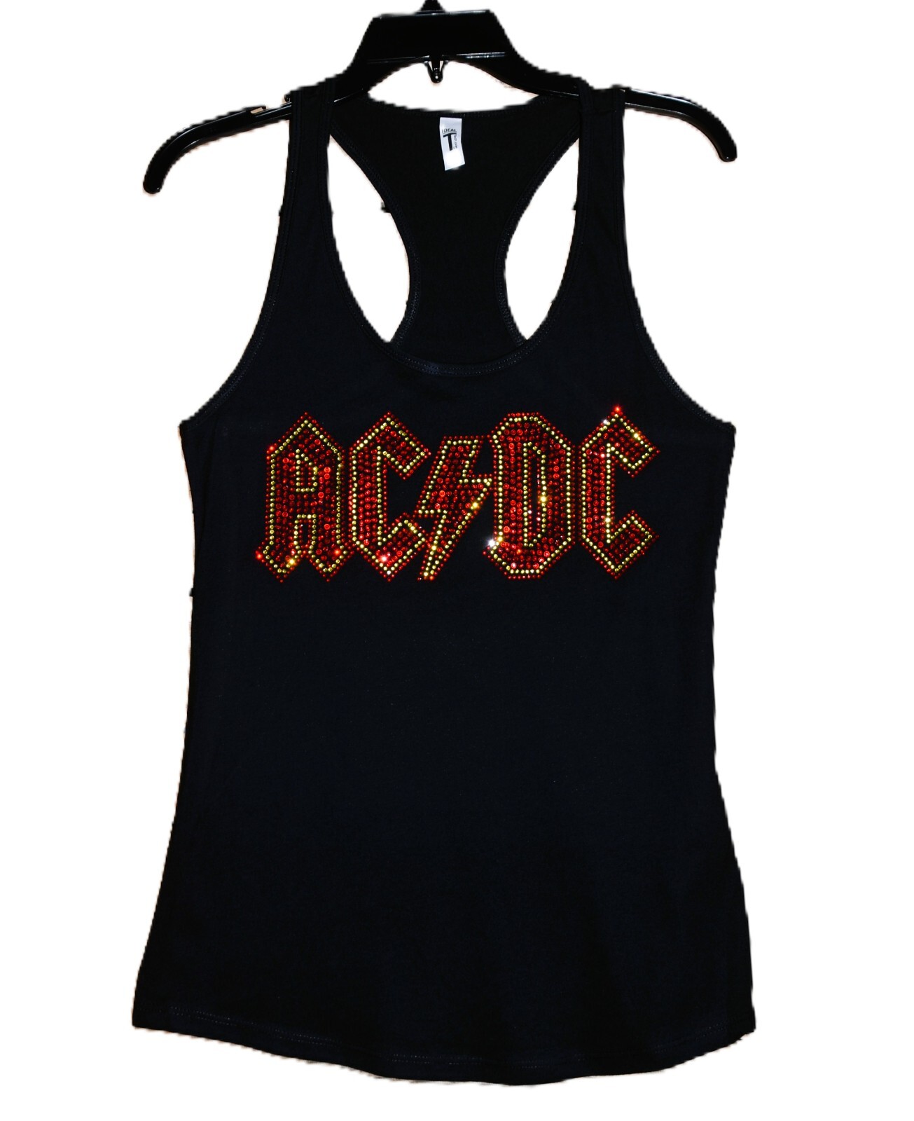 AC/DC rhinestone racer back tank top XS, S, M, L, XL, 2XL red yellow