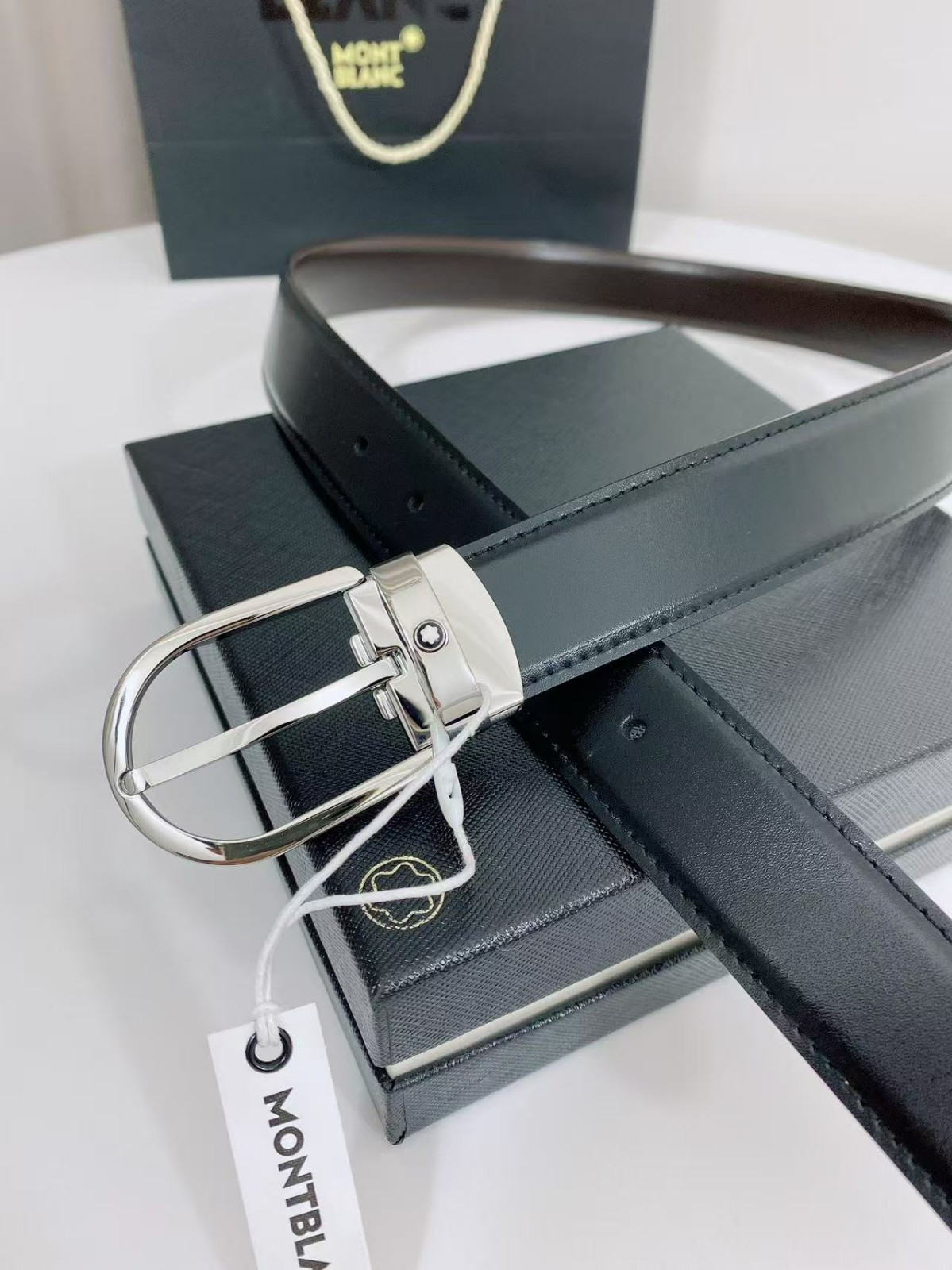 Montblanc Black/Brown 30mm Reversible Leather Belt With Gift Packaging
