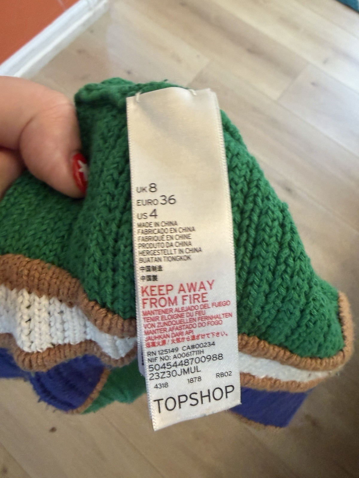 Topshop Women’s size 4 Striped Knit Skirt Green Blue White, Pull-On