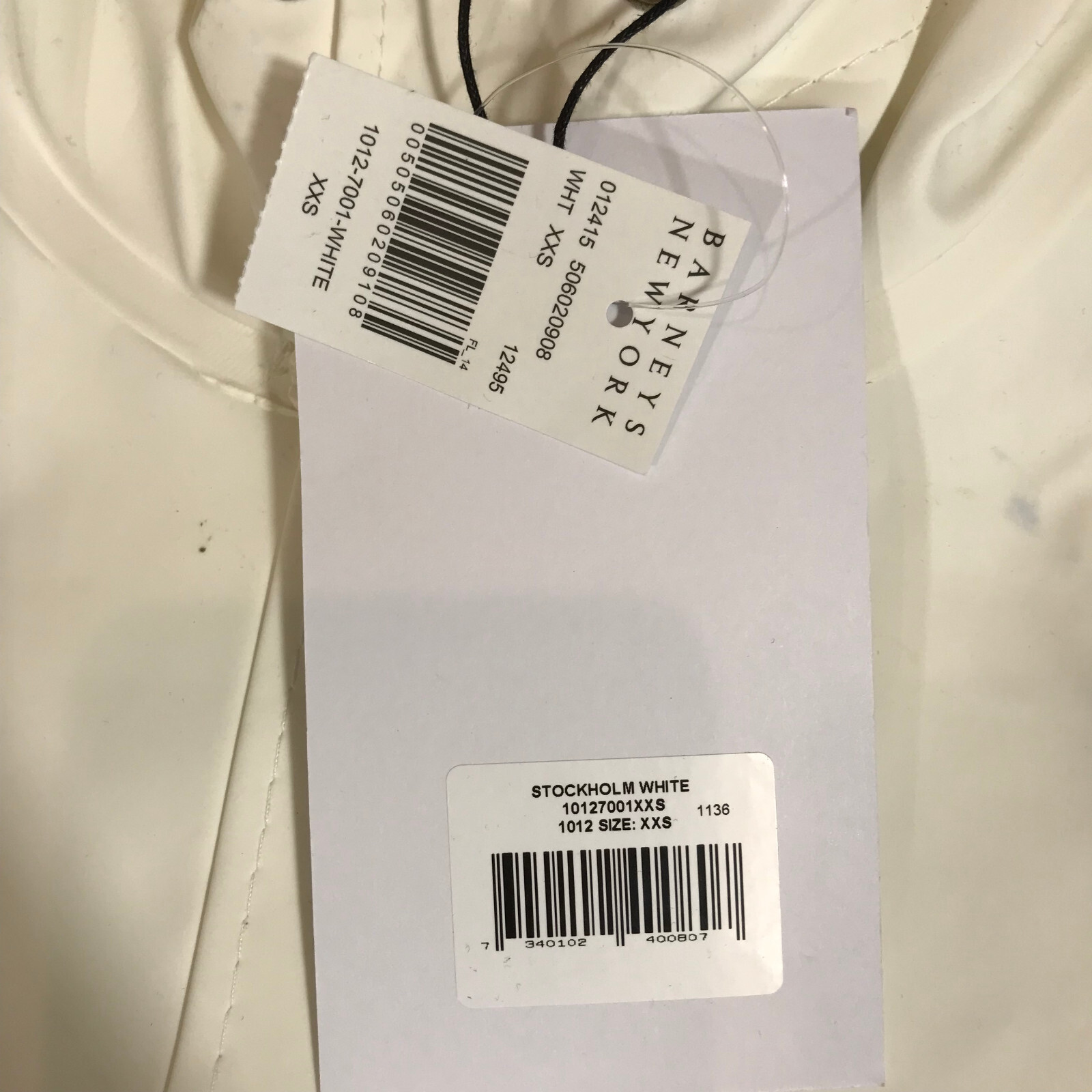 Stutterheim Stockholm Jacket Mens 2XS XXS Raincoat Hoodie Unisex White Thrased