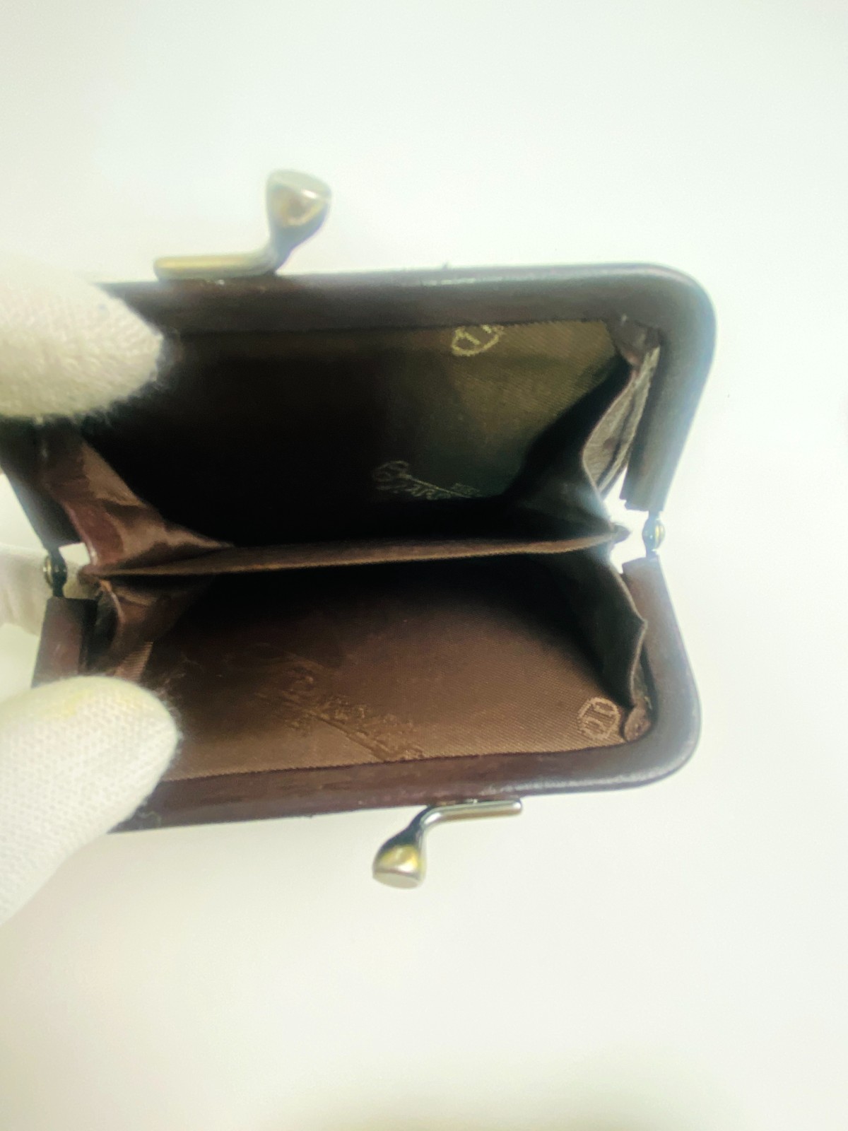 Vintage Fossil Brown Pebbled Leather Kiss Lock Bifold Wallet Coin Purse 90s