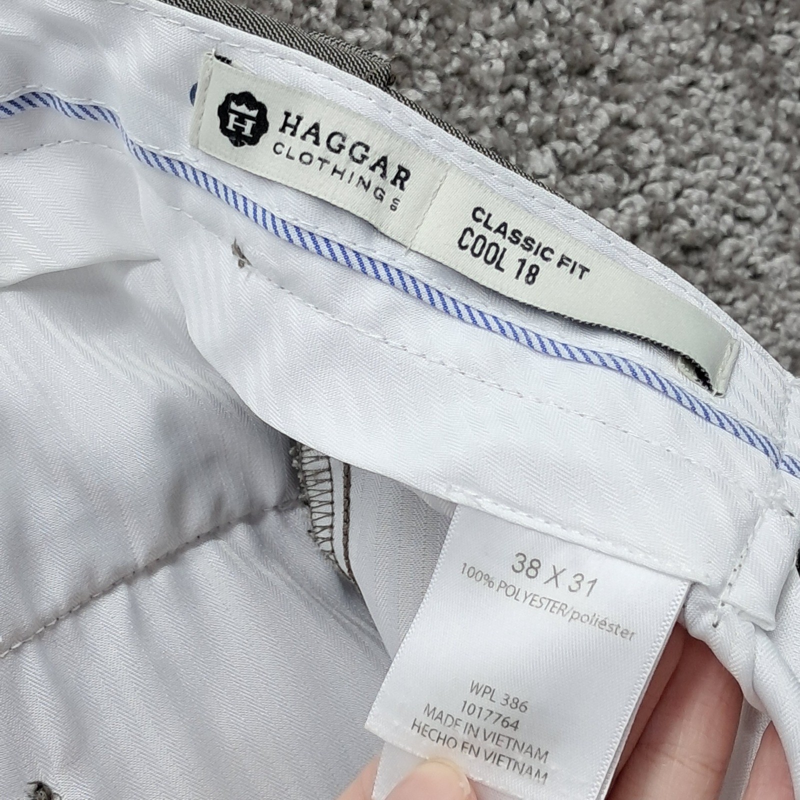 Haggar Cool 18 Mens Classic Fit Khaki Taupe Dress Pants 38×31 WPL 386 1017764