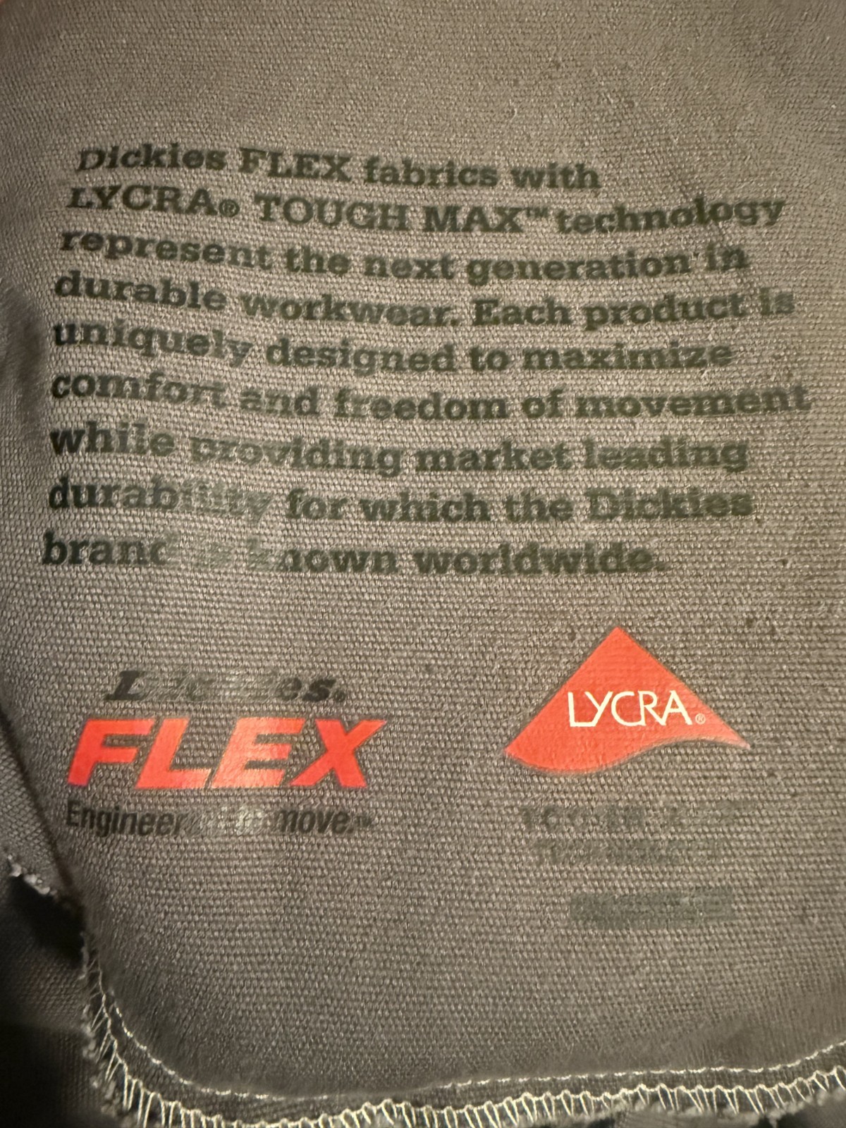 DICKIES FLEX 38×34 LYCRA 5-POCKET GRAY REGULAR FIT TOUGHMAX CARPENTER PANTS RARE
