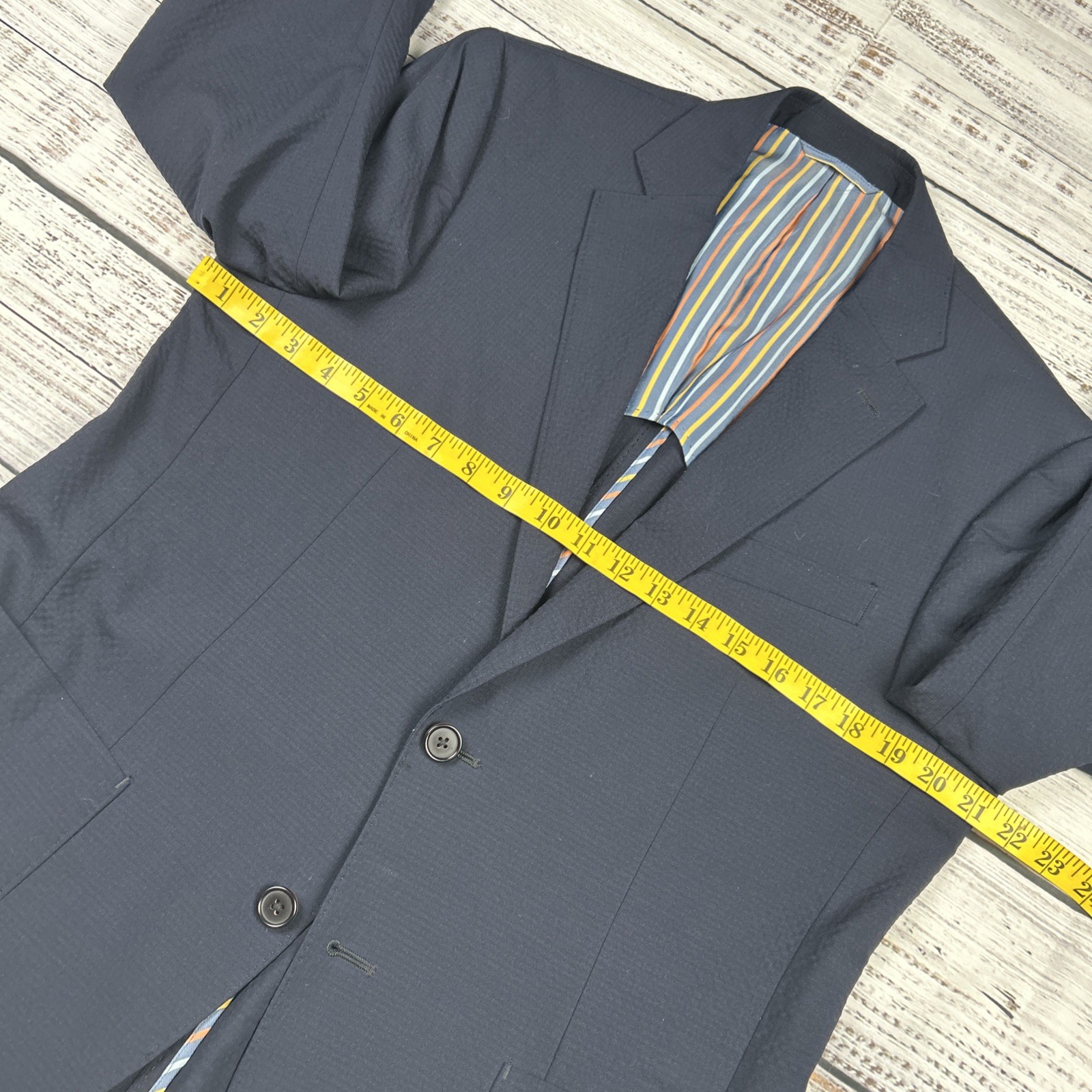 Ibiza Carini Unstructured Patch Pocket Sport Coat Dark Blue Size 40R Textured
