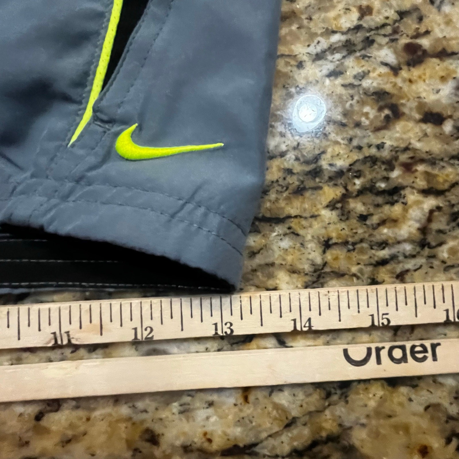 Nike Core Contend Volley Men XL Board Shorts Swim Trunks Gray Neon Green