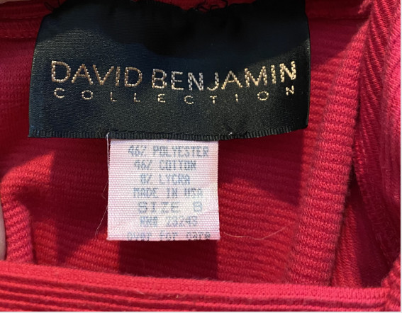 DAVID BENJAMIN COLLECTION — Halter Dress, Red, Backless, Form Fitting, Stretch