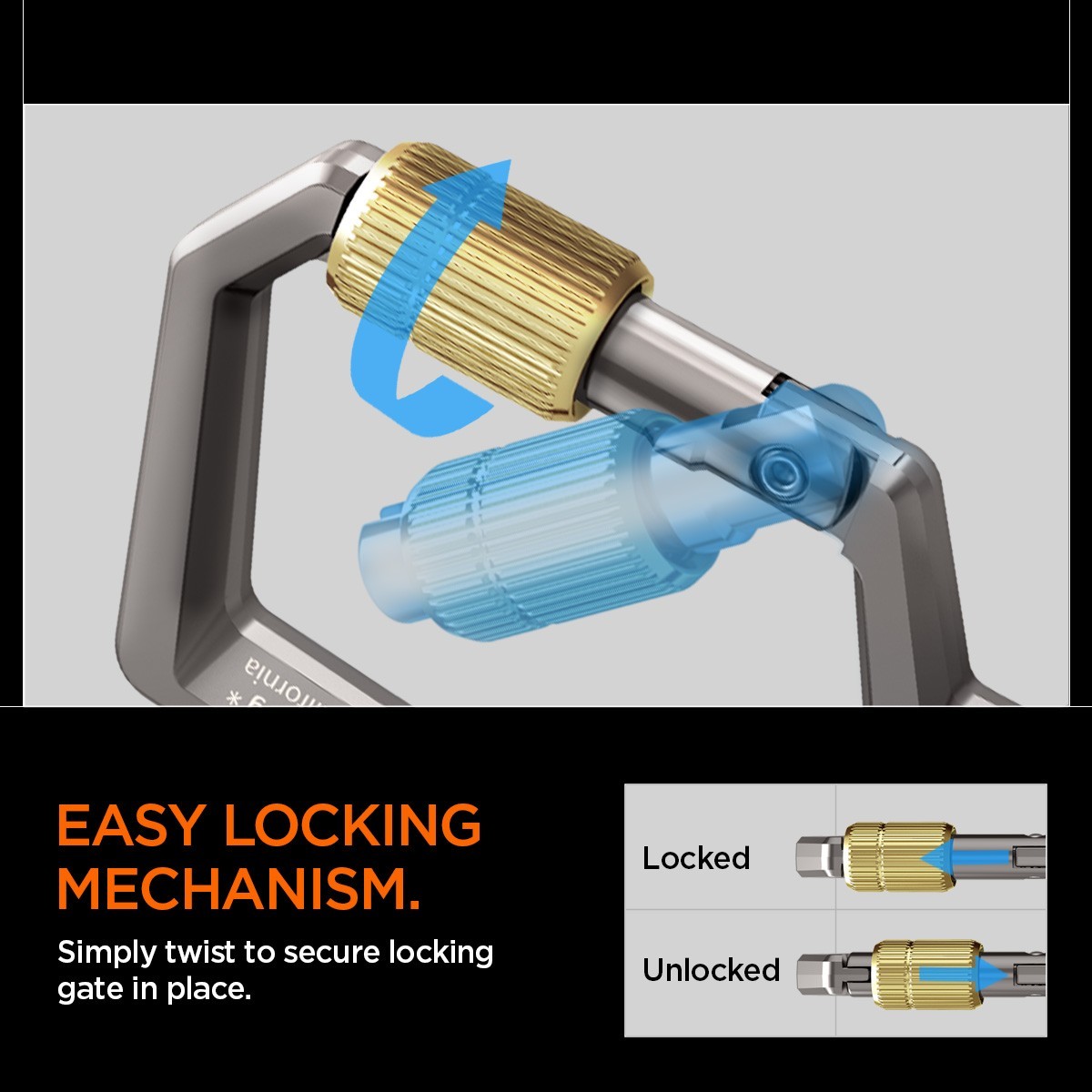 Spigen Key Accessory Carabiner LF101 Twist-to-Lock Mechanism