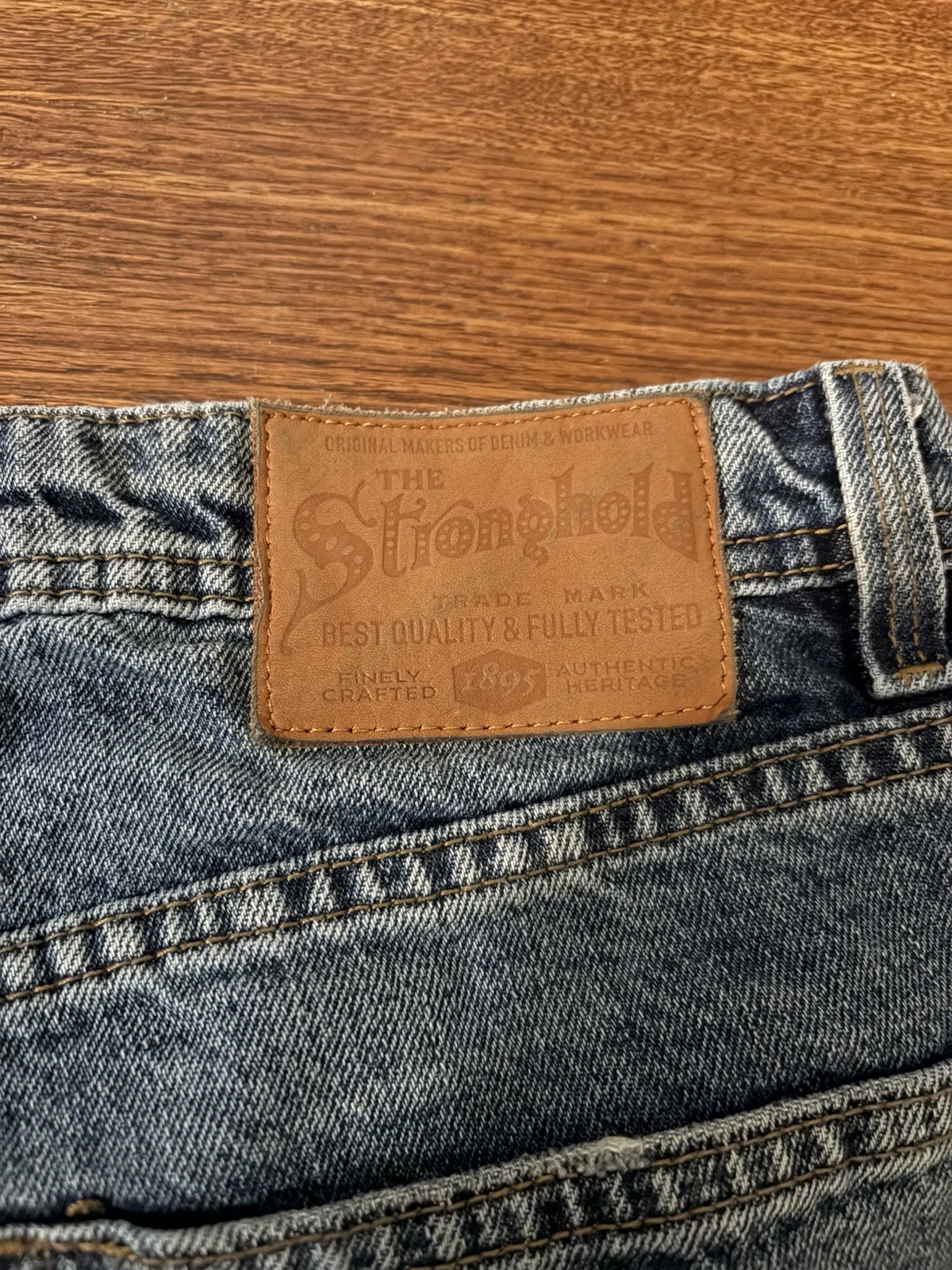 The Stronghold Men’s Relaxed Straight Blue Denim Jeans Button Fly 5-Pocket