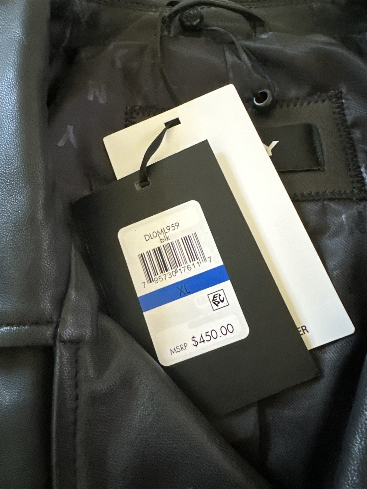 NWT DKNY Leather Moto Jacket W/Zippers. Size XL Comes In Original Plastic