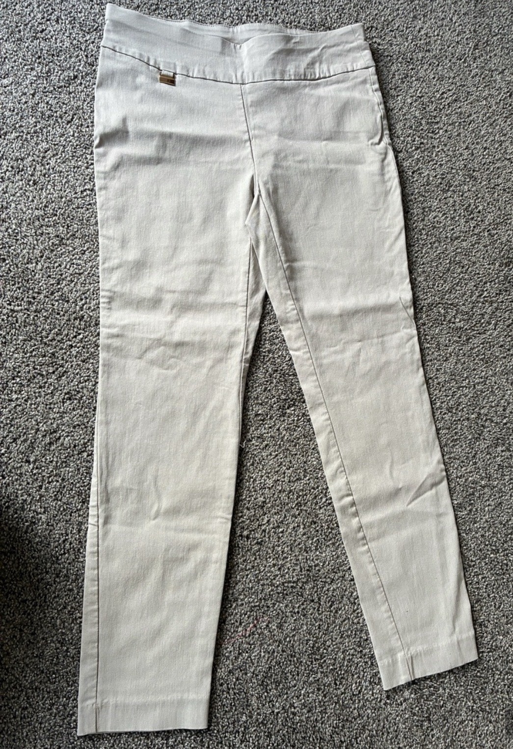 Alfani Women’s Beige Twill Dress Pants Petite 8S Slim Skinny Stretch 27″