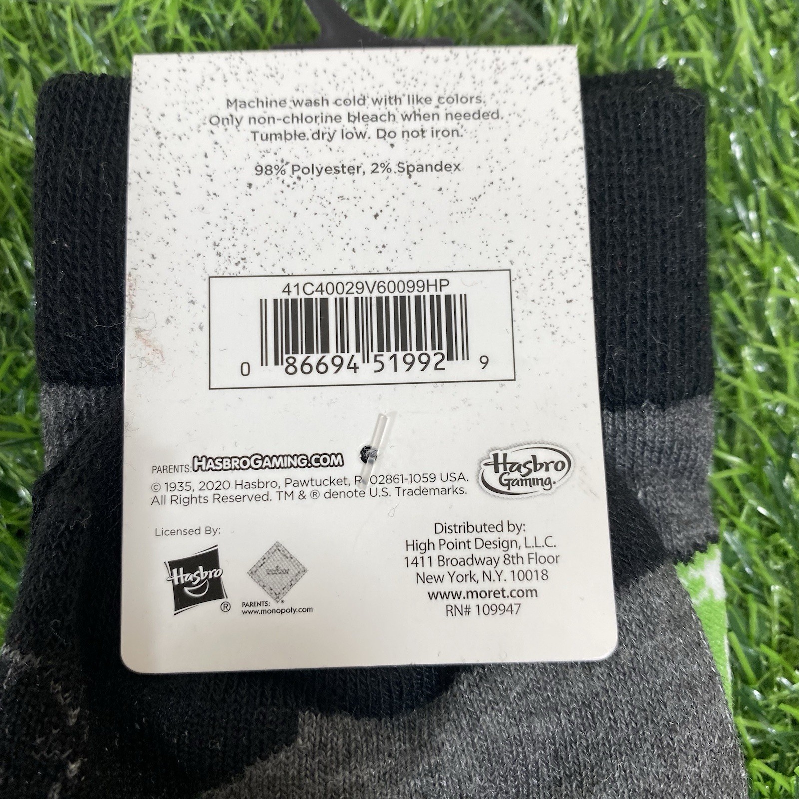 Hasbro Monopoly Board Game Mens Novelty Crew Socks Money Dress Socks 1 Pair