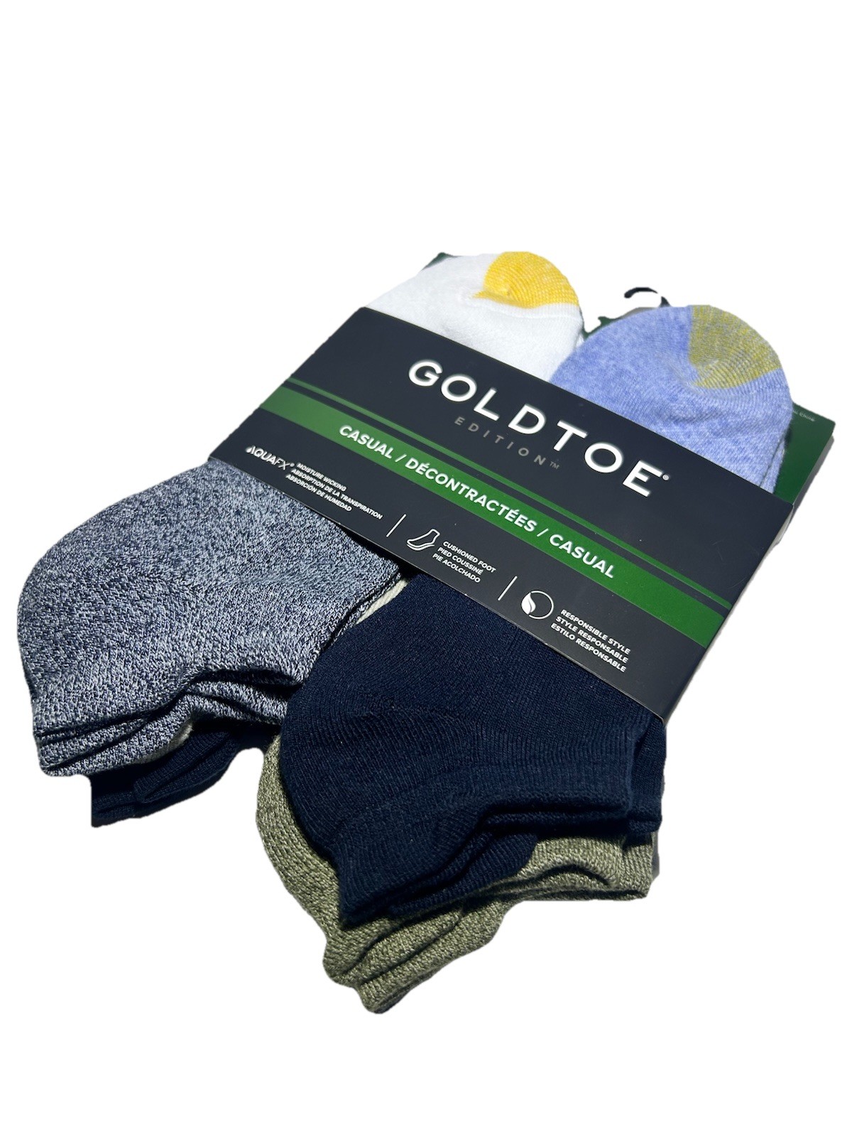 Goldtoe Edition Men Cushioned Reinforced Toe Multicolor No-Show Socks Sizes 6-12