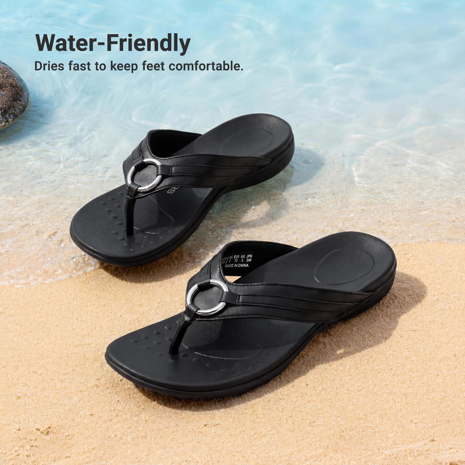 Women Arch Support Flip Flops Vacation Beach Walking Quick-Dry Thong Sandals NEW