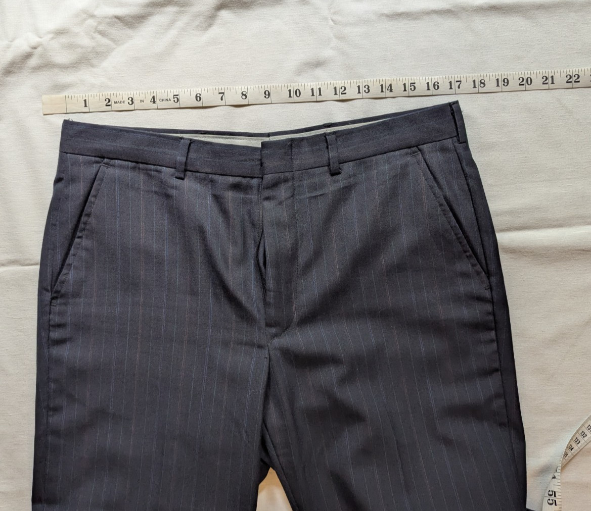 TownCraft Men’s Black Pinstripe Suit Jacket & Pants, Multicolored Pinstripes
