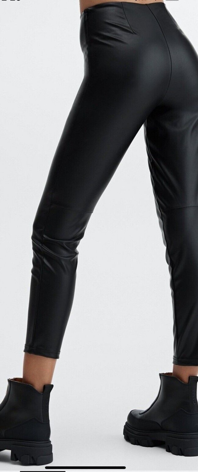 Fabletics Women’s Vegan Leather Pull-On Leggings Black Side Zip XL NWT Stretch