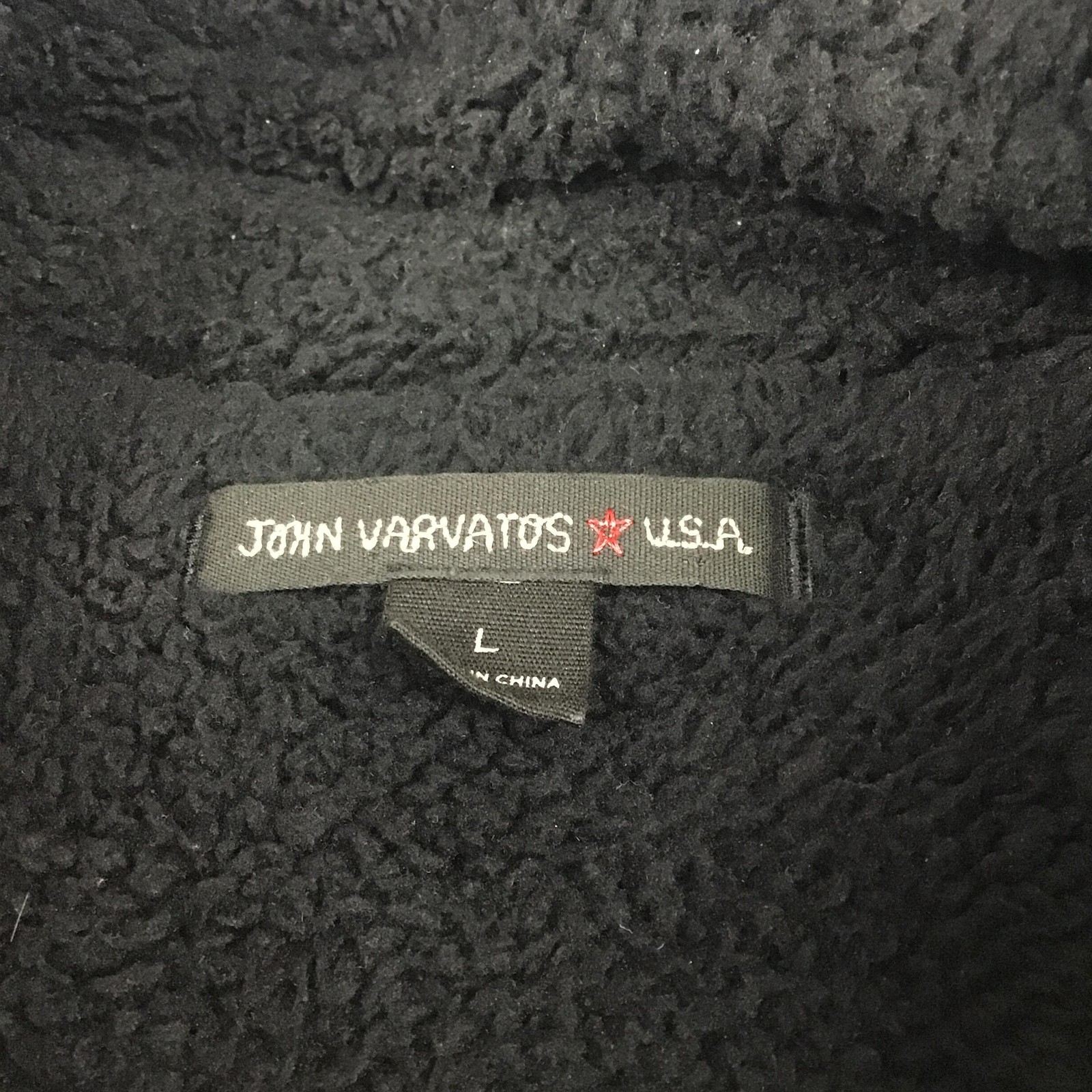 John Varvatos Jacket Men Large Black Military Lined Faux Fur Button Up Coat L