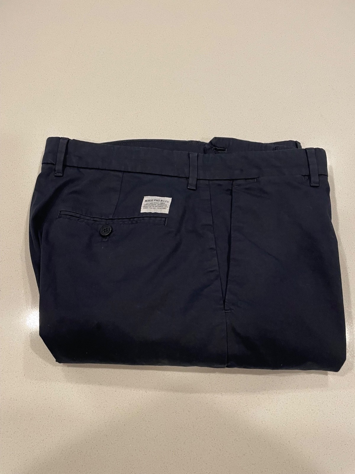 NEW Norse Projects Men’s Aros Slim Light Stretch Chinos 34W NEVER WORN Unhemmed