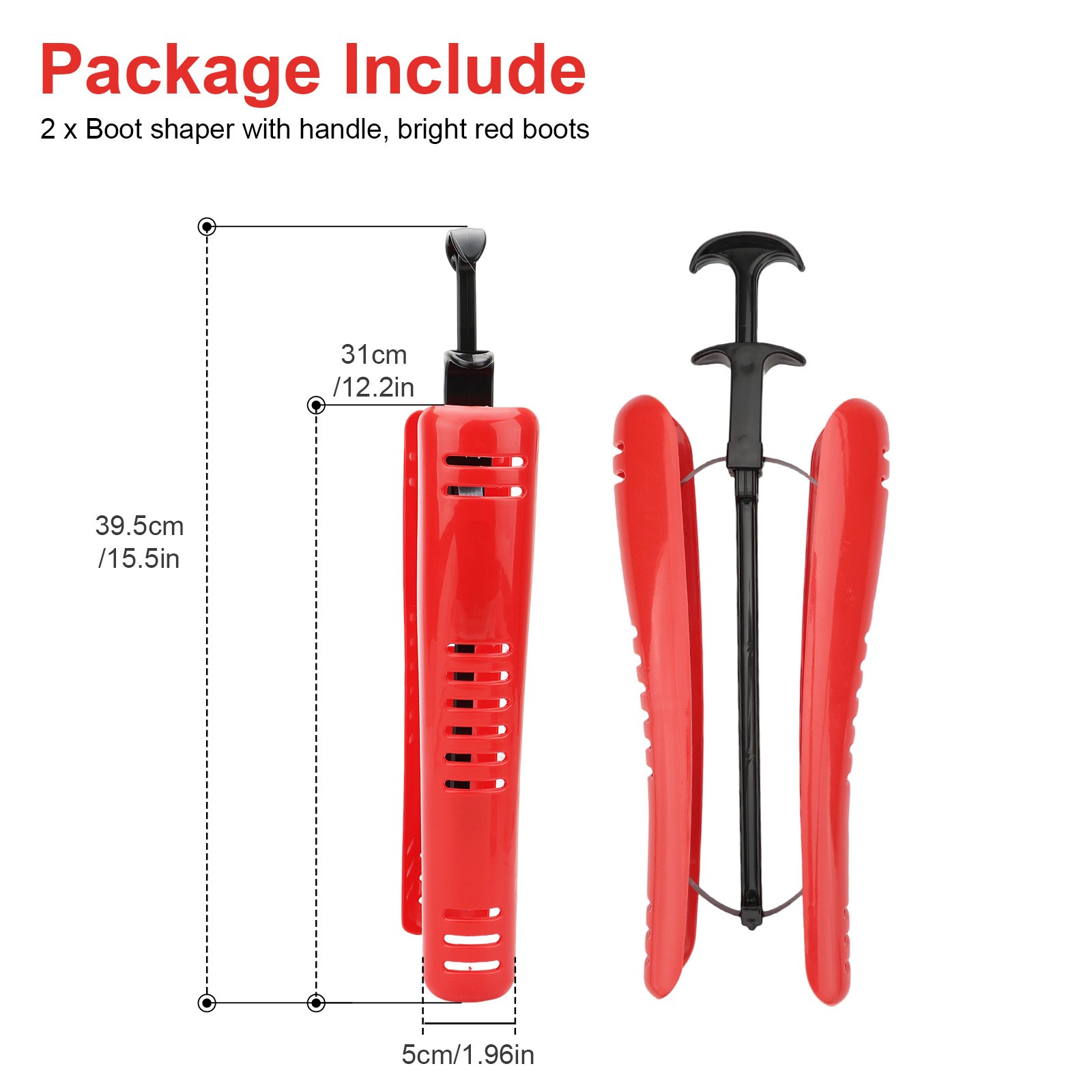 2Pcs Boot Shaper Inserts 12 Inch w/ Adjustable Spring Loaded Vented Leather Boot