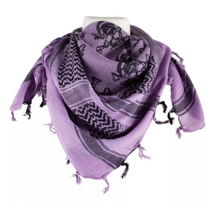 Purple Black Skulls Tactical Shemagh Head Scarf Neck Wrap New 100% Cotton