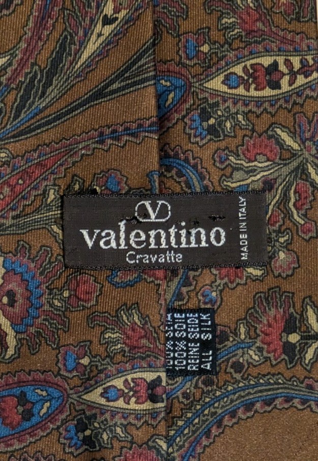 Valentino Cravatte Neck Tie | 100% Italian Silk | Brown Paisley