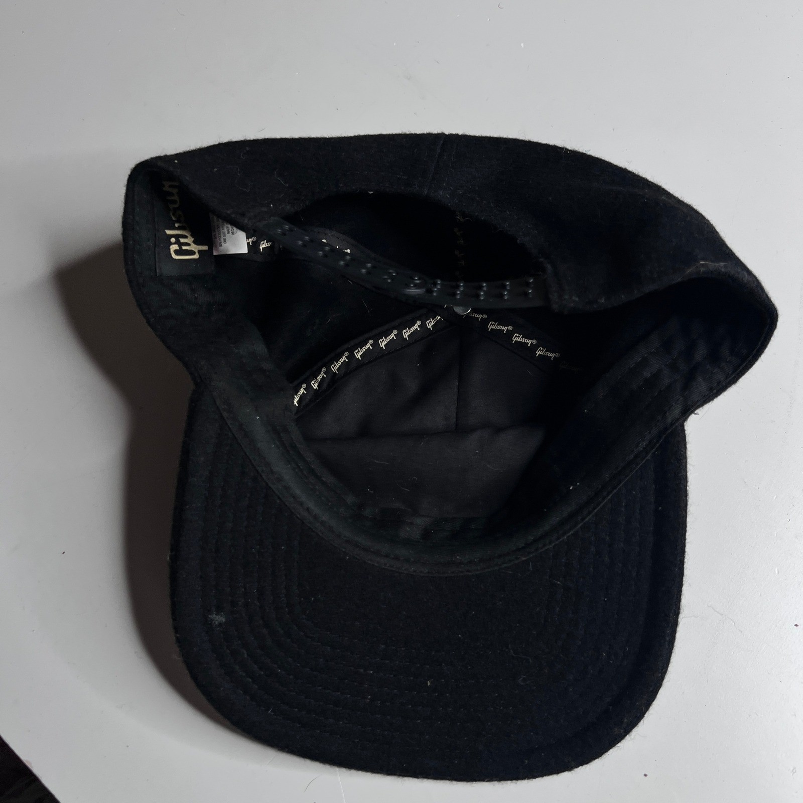 Gibson Guitars Snapback Hat Black Wool Blend Winged Logo Baseball Cap Mens OSFM