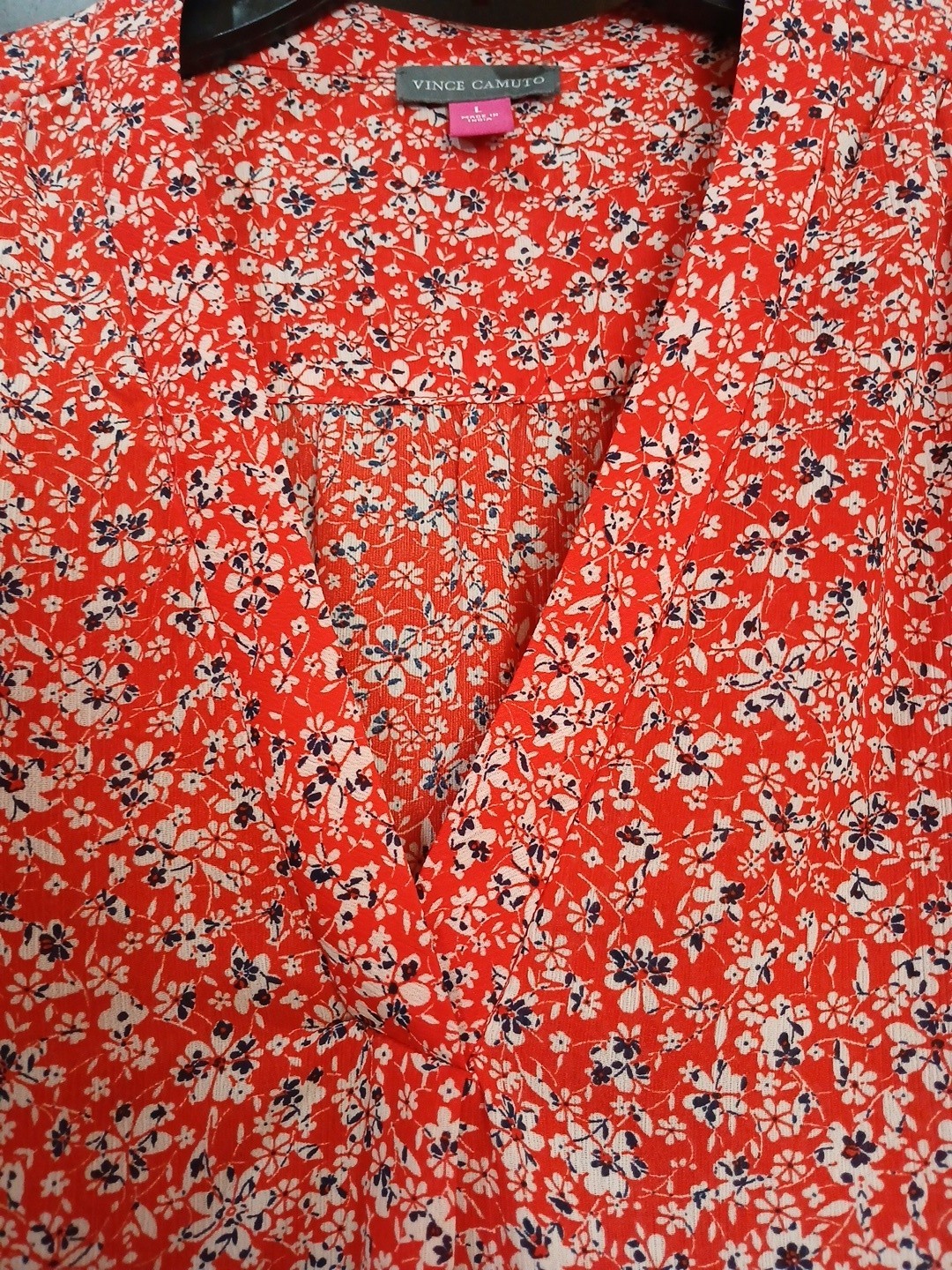 Vince Camuto large Womans Long Sleeved Red Flower Top