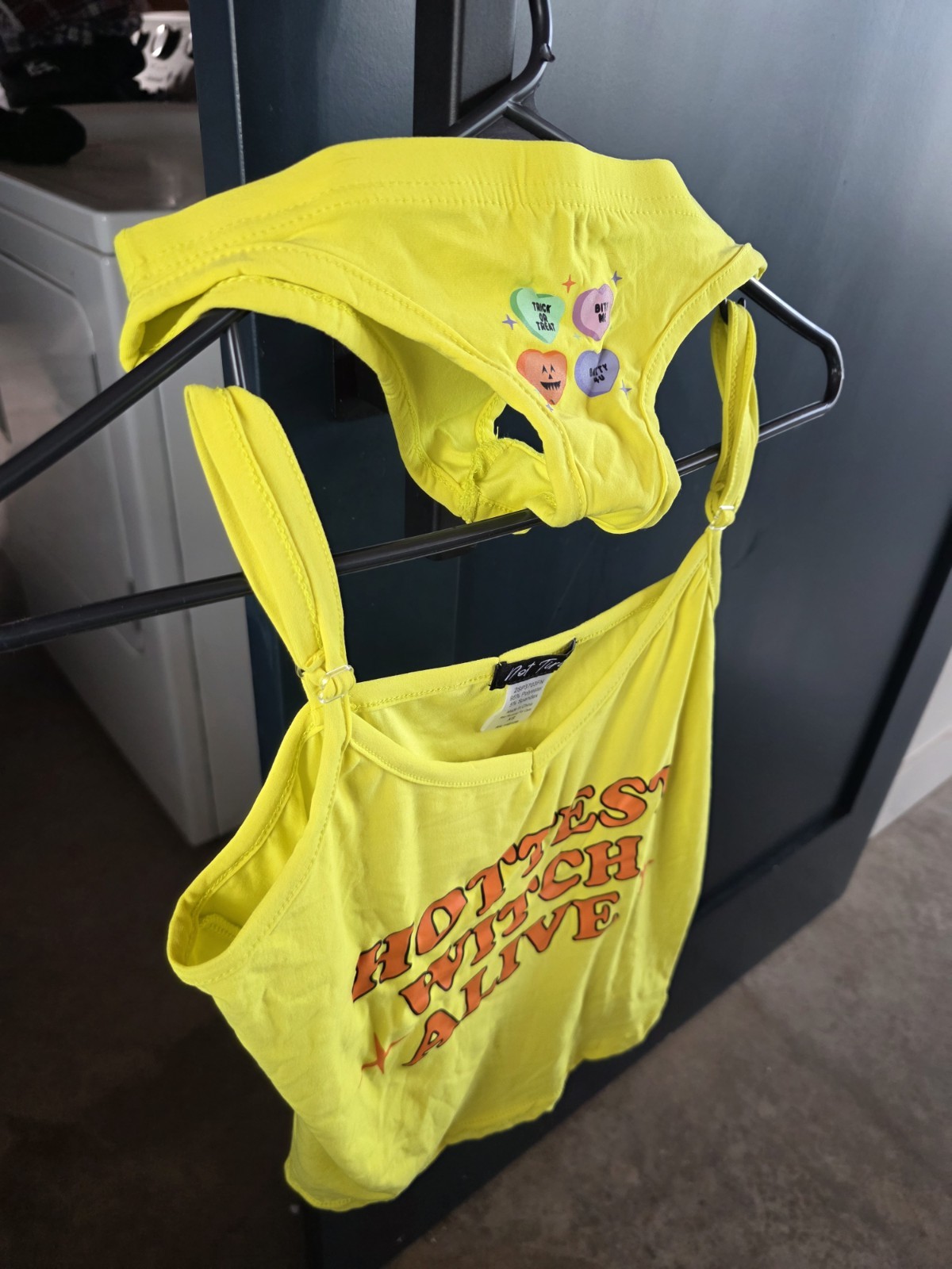 Not Tired Yellow Graphic Print Adjustable Strap Halloween Tank Top Women’s