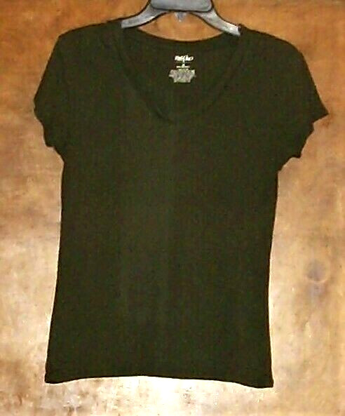 Mossimo SS, V-Neck Top, Women’s Size M, 100% Cotton, Forest Green/Olive Drab