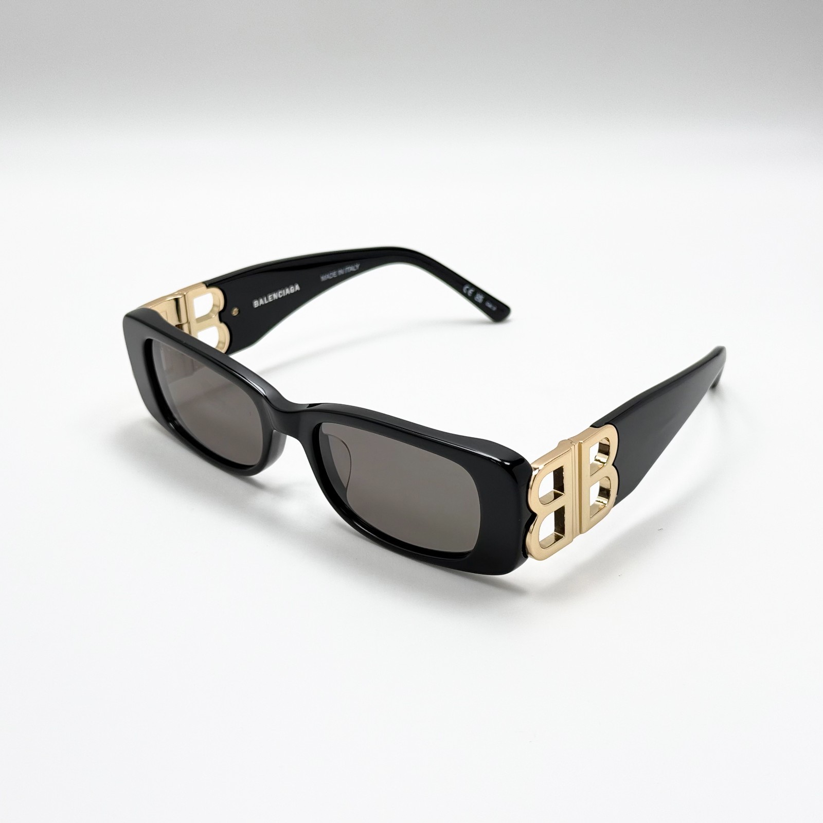 Balenciaga BB0096S 001 Sunglasses Black Rectangle Grey Lens Women 51-18-130