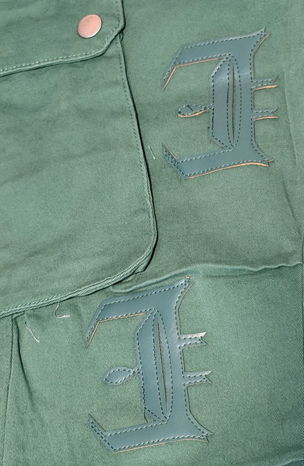 Cooper 9 36 Cargo Pants Men Green Cotton Twill Flared Logo Zipper Button