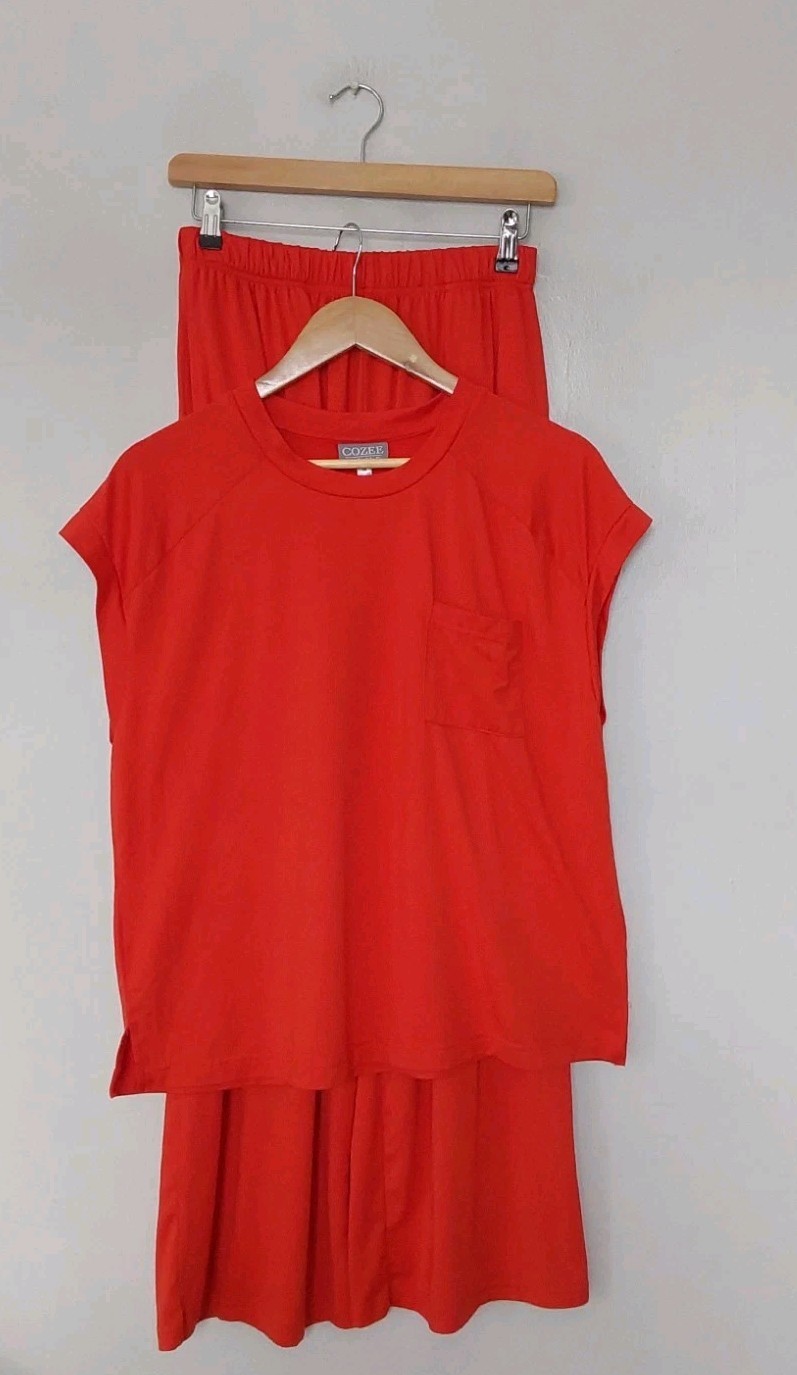 Cozee Home Silky Soft PJ Set In Red Size Medium BNWT QVC RRP £24