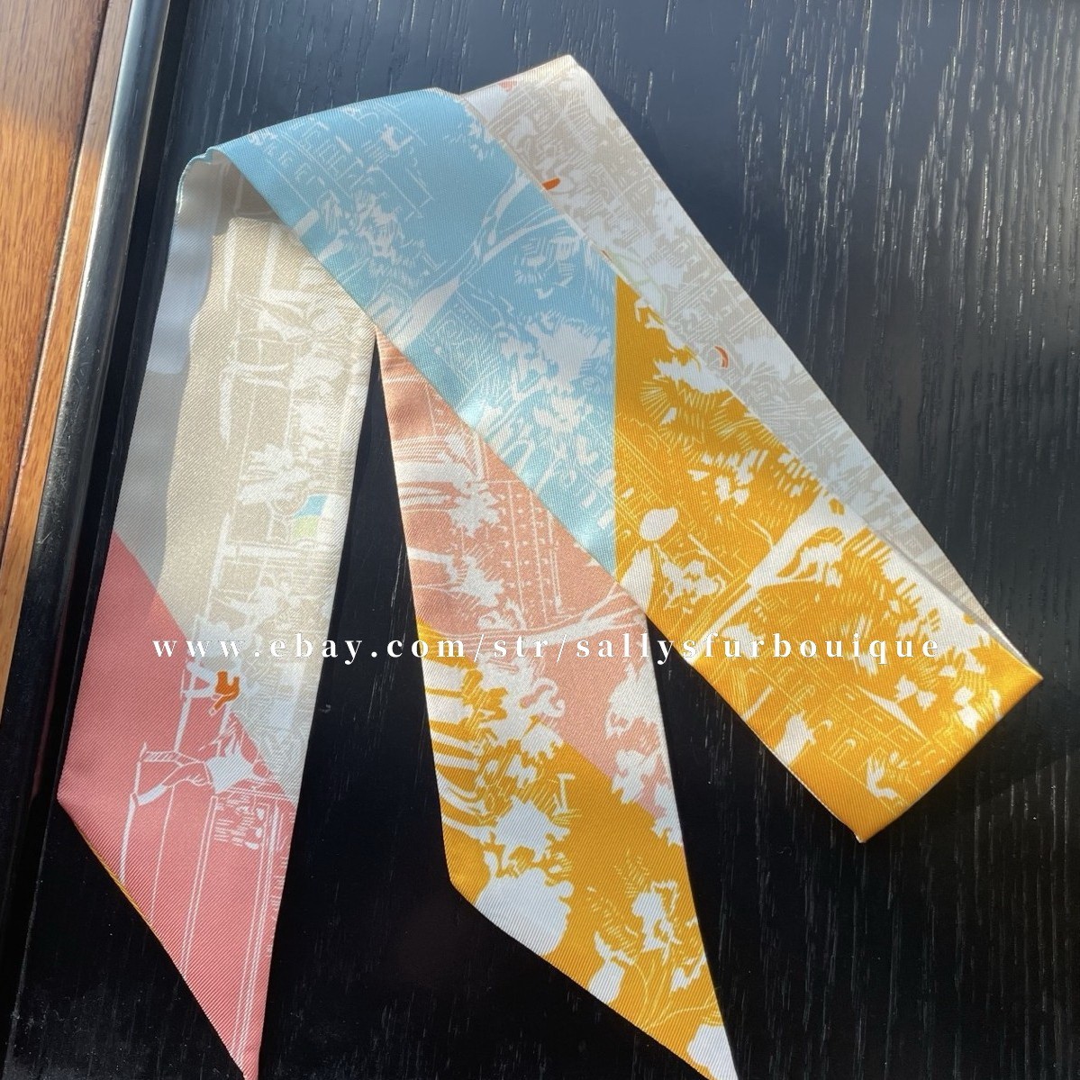 Quality 18 Momme Twill Silk Scarf Ribbon Street Print Necktie Headband 33″*2″