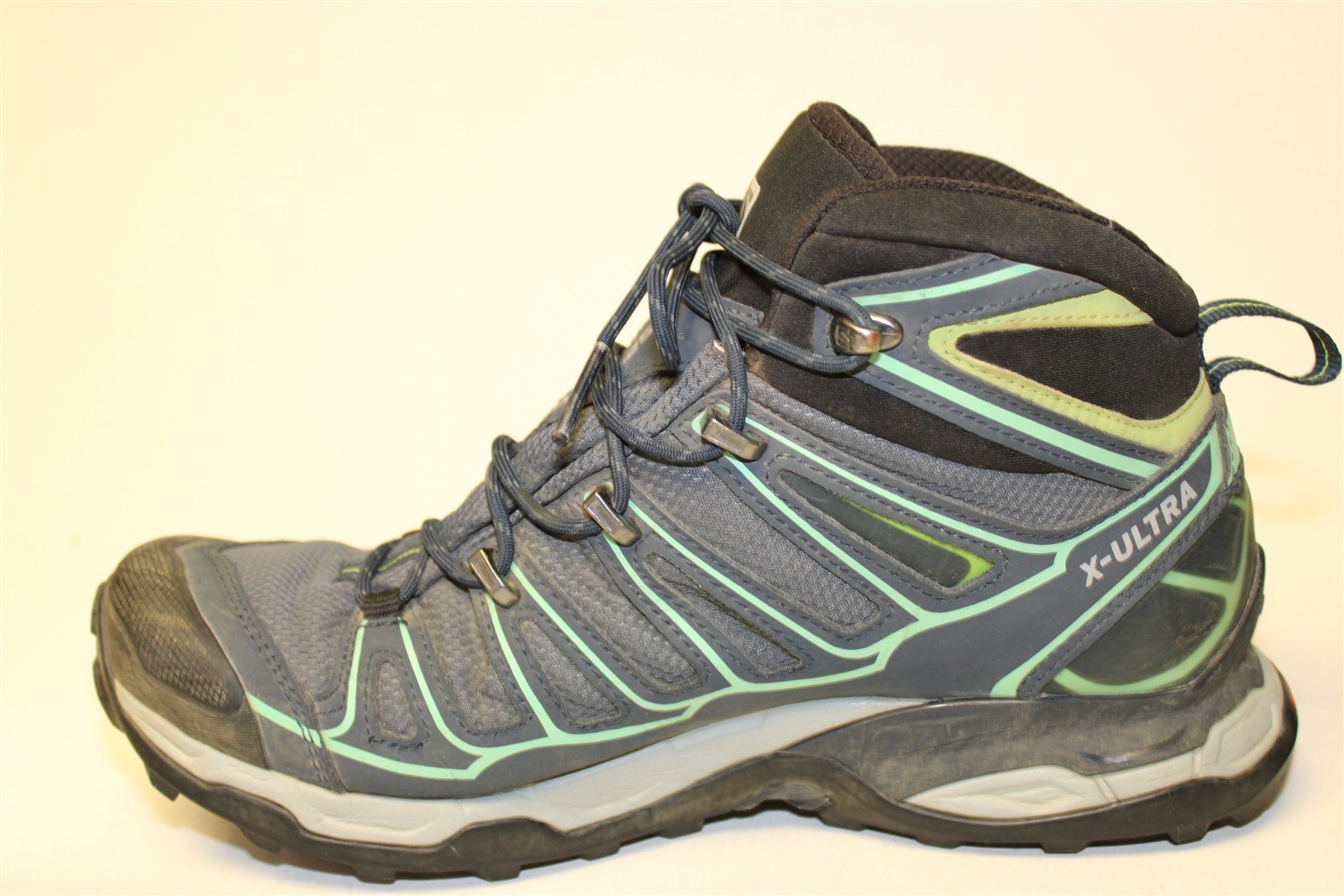 Salomon Womens Size 8.5 40 2/3 Grey Green X Ultra Mid 2 GTX Hiking Boots 371524