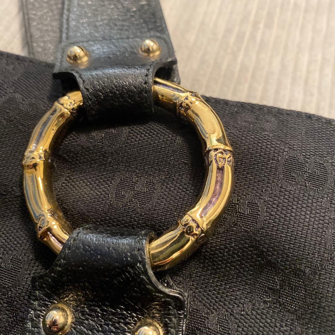 GUCCI GG Canvas Bamboo Ring Tote Bag Gift Present 0609