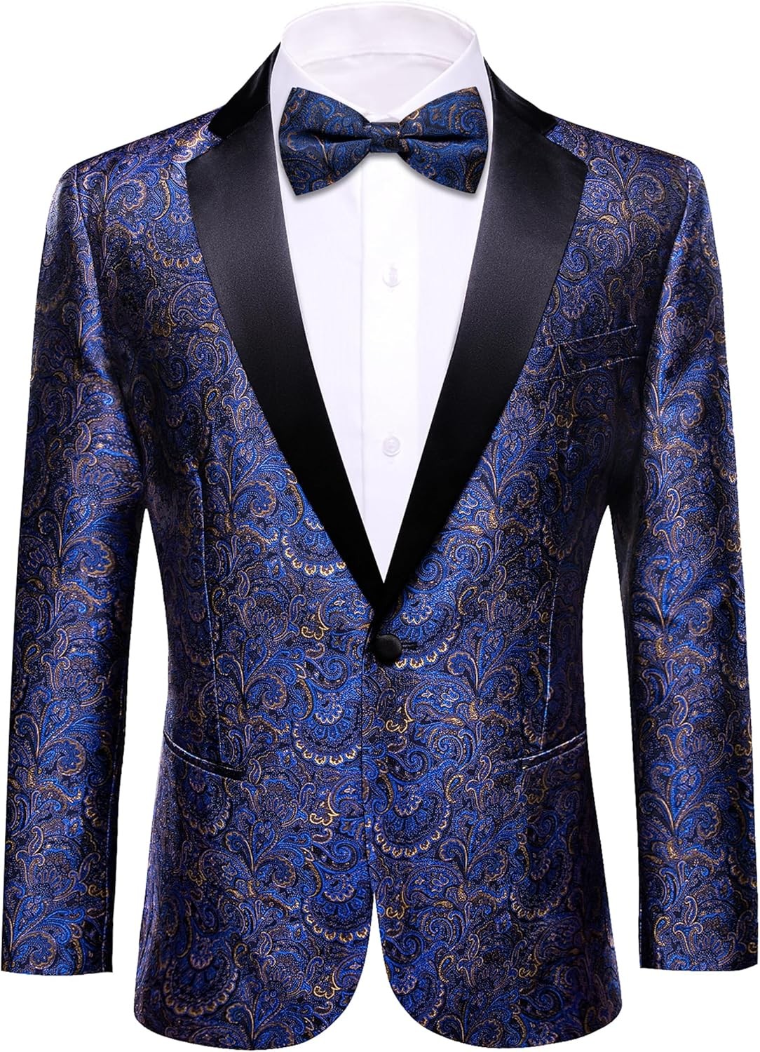 Men’s Floral Paisley One Button Blazer Tuxedo Jacket for Carnival Party Gift