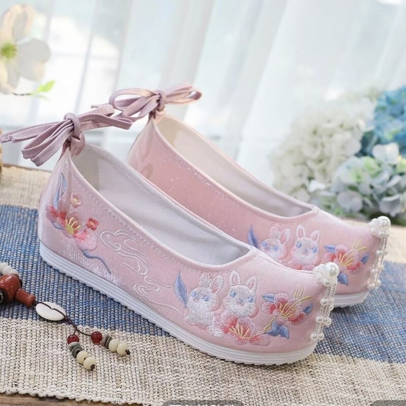 Women Ancient Chinese Traditional Hanfu Embroidery Flat Shoes Daily