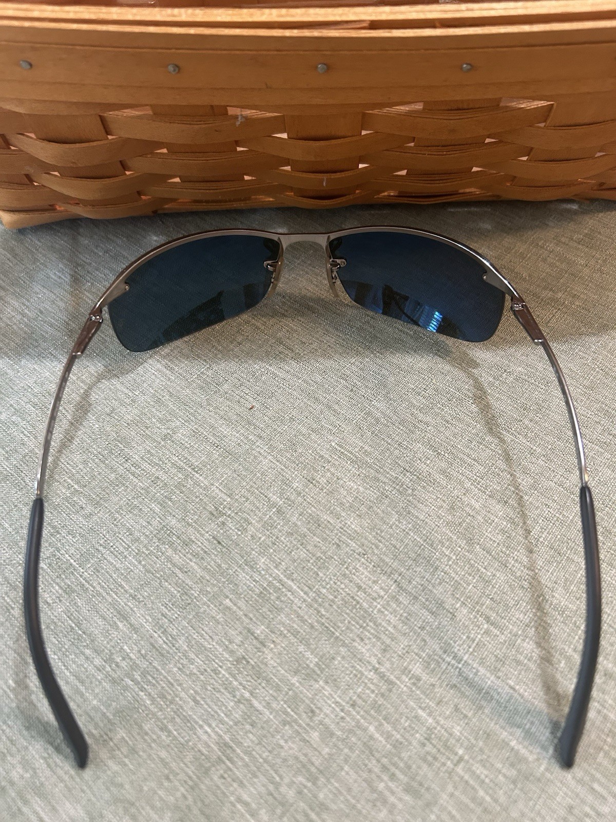 Ray-Ban RB3183 Men’s Rimless Rectangle Sunglasses Polarized Gray Glass Lens