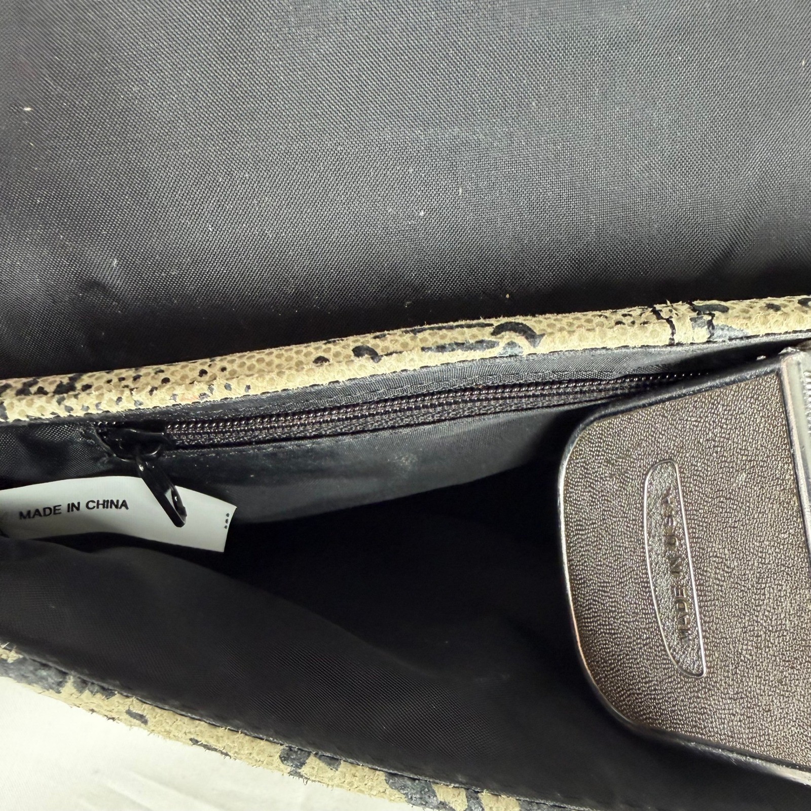 Unbranded Faux Snakeskin Baguette Shoulder Bag Python Print Silver FF Buckle