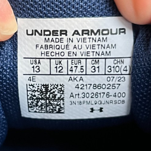 Under Armour Charged Assert 10 Mens Size 13 Blue White Athletic Running Shoes