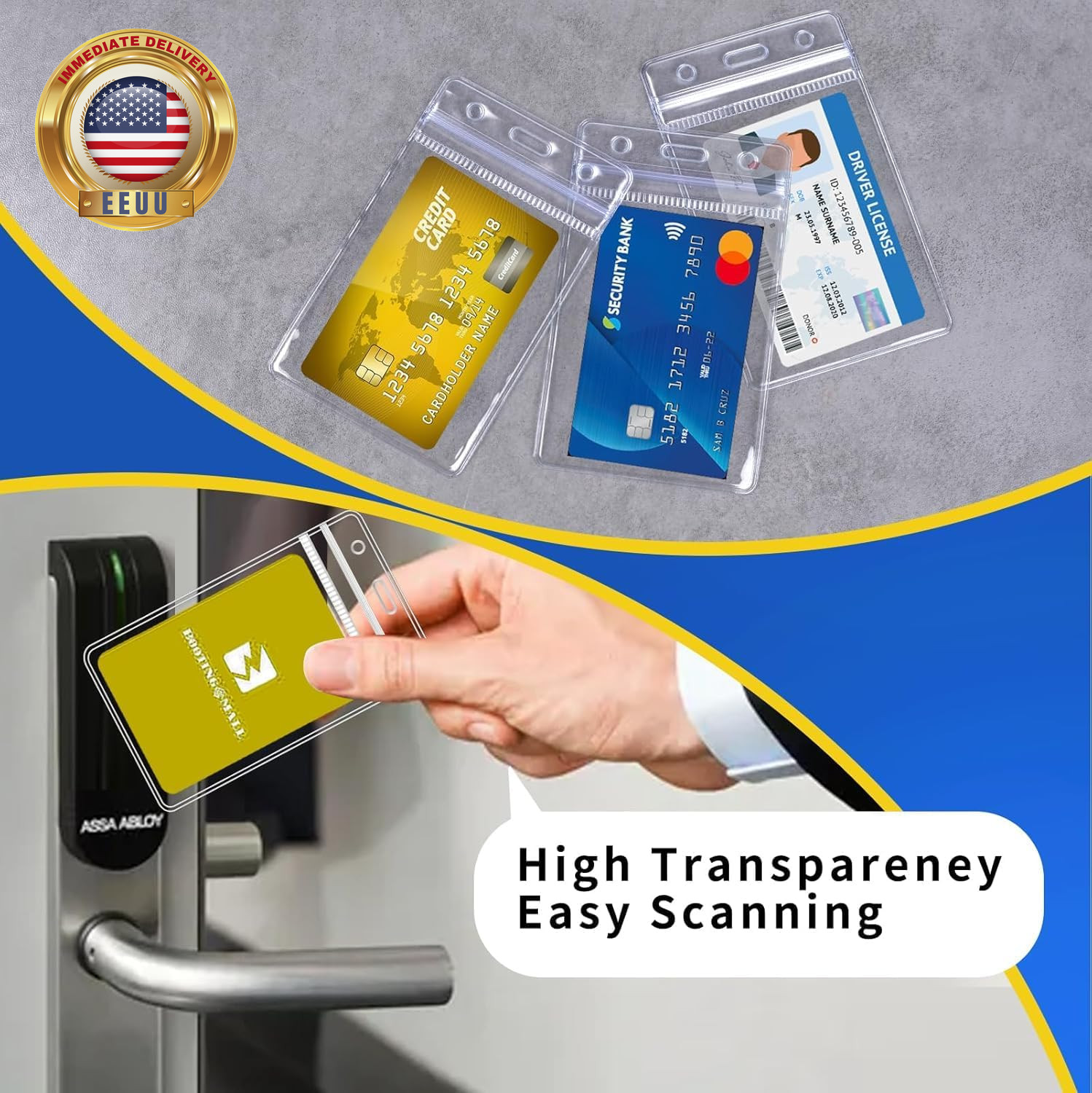 6 Pack Extra Thick ID Card Name Badge Holder Heavy Duty Waterproof Clear Plastic