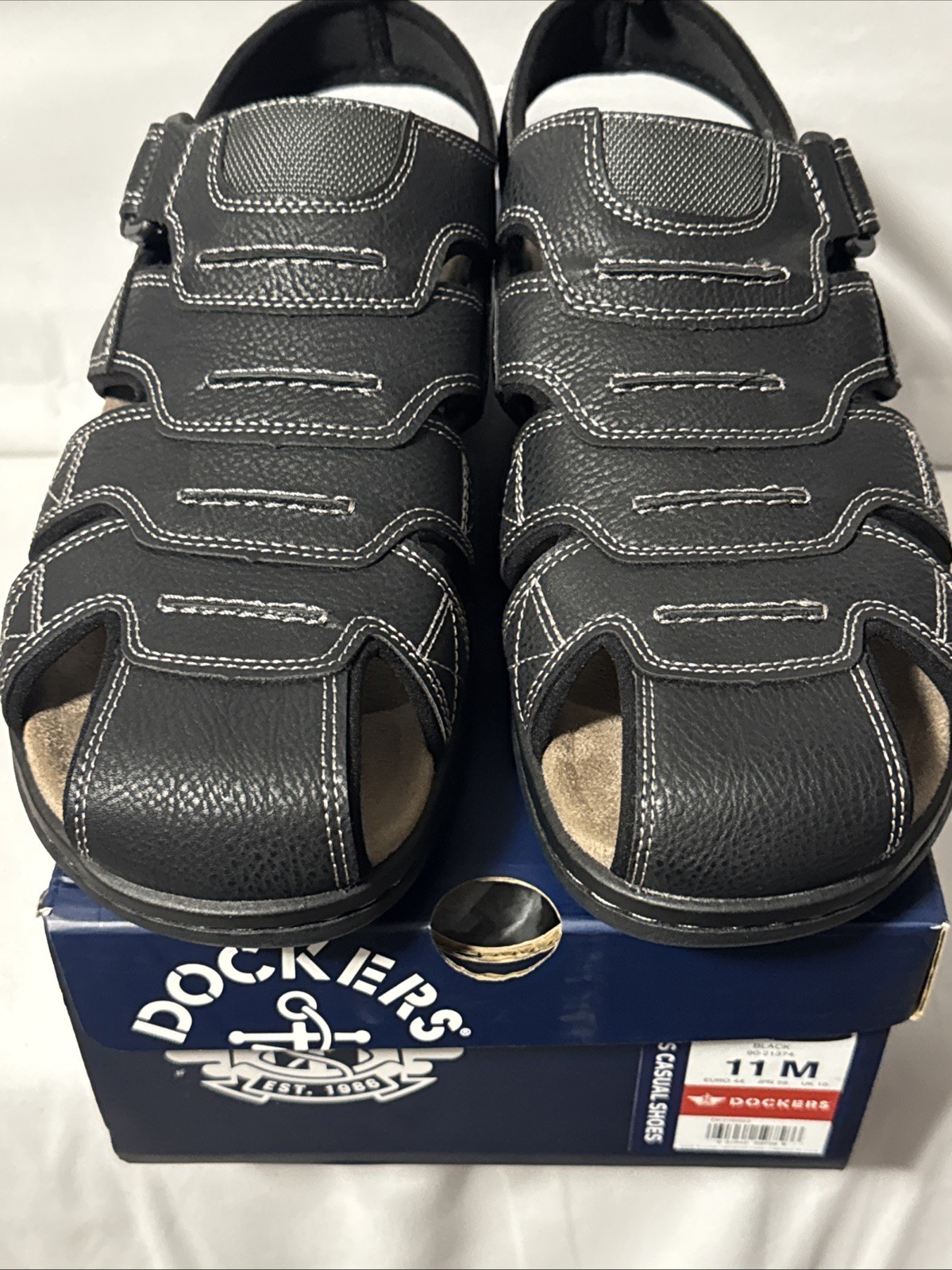 Men’s Dockers SeaRose Black Memory Foam Fusion Footbed Fisherman Sandals Sz 11