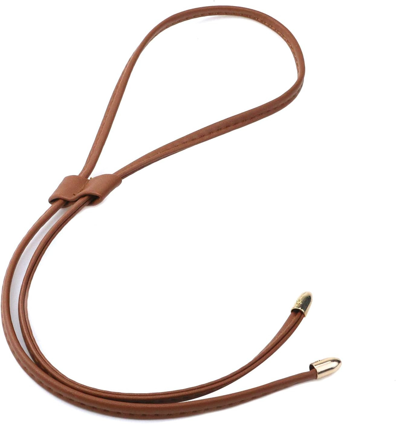 PU Leather Drawstring Brown 38.6″ | Pull String Purse Strap Drawstring Pull Stri
