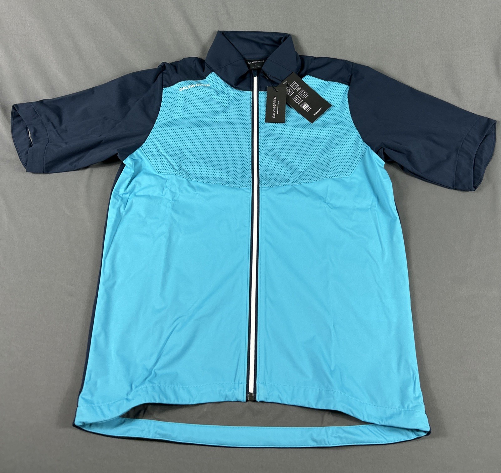 Galvin Green Golf Jacket Rain Wind Livingston SS Medium Aqua Navy NWT MSRP $249