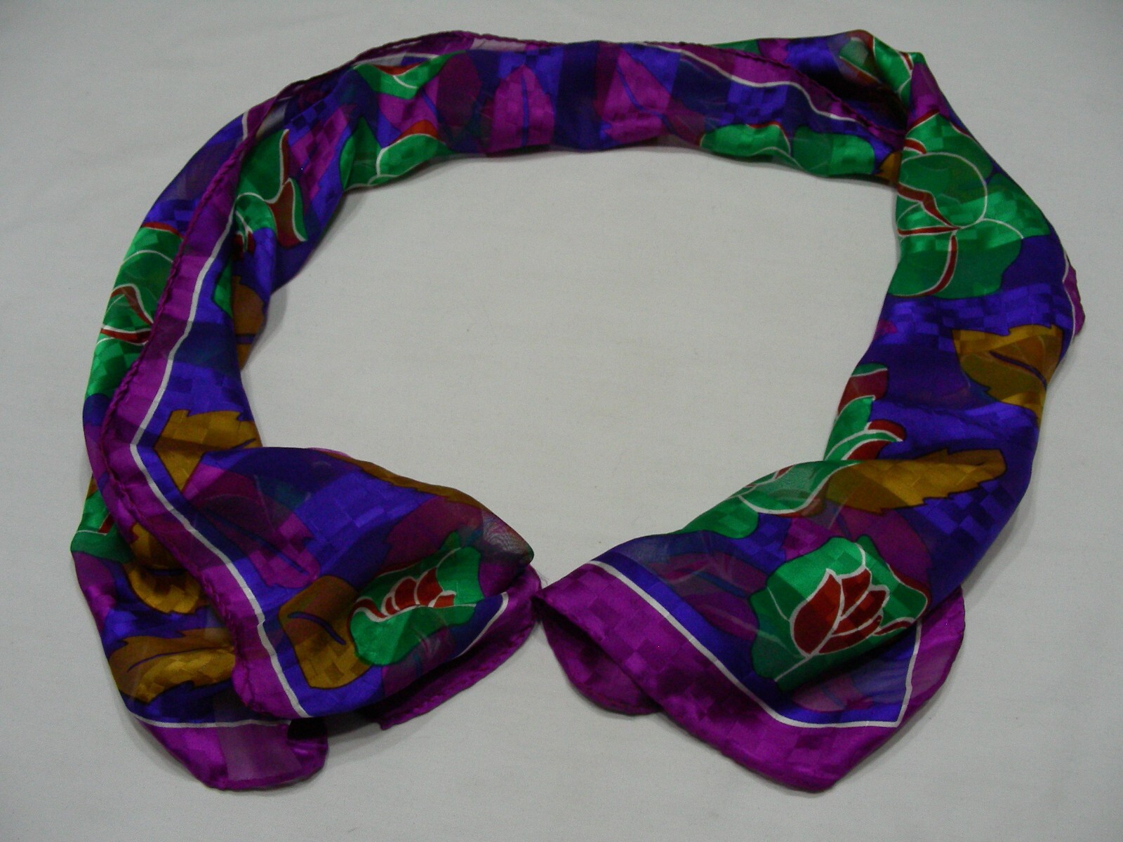 NORDSTROM – Sheer Floral Print – Made in Italy – 10 1/2″ x 53″ -100% Silk Scarf!