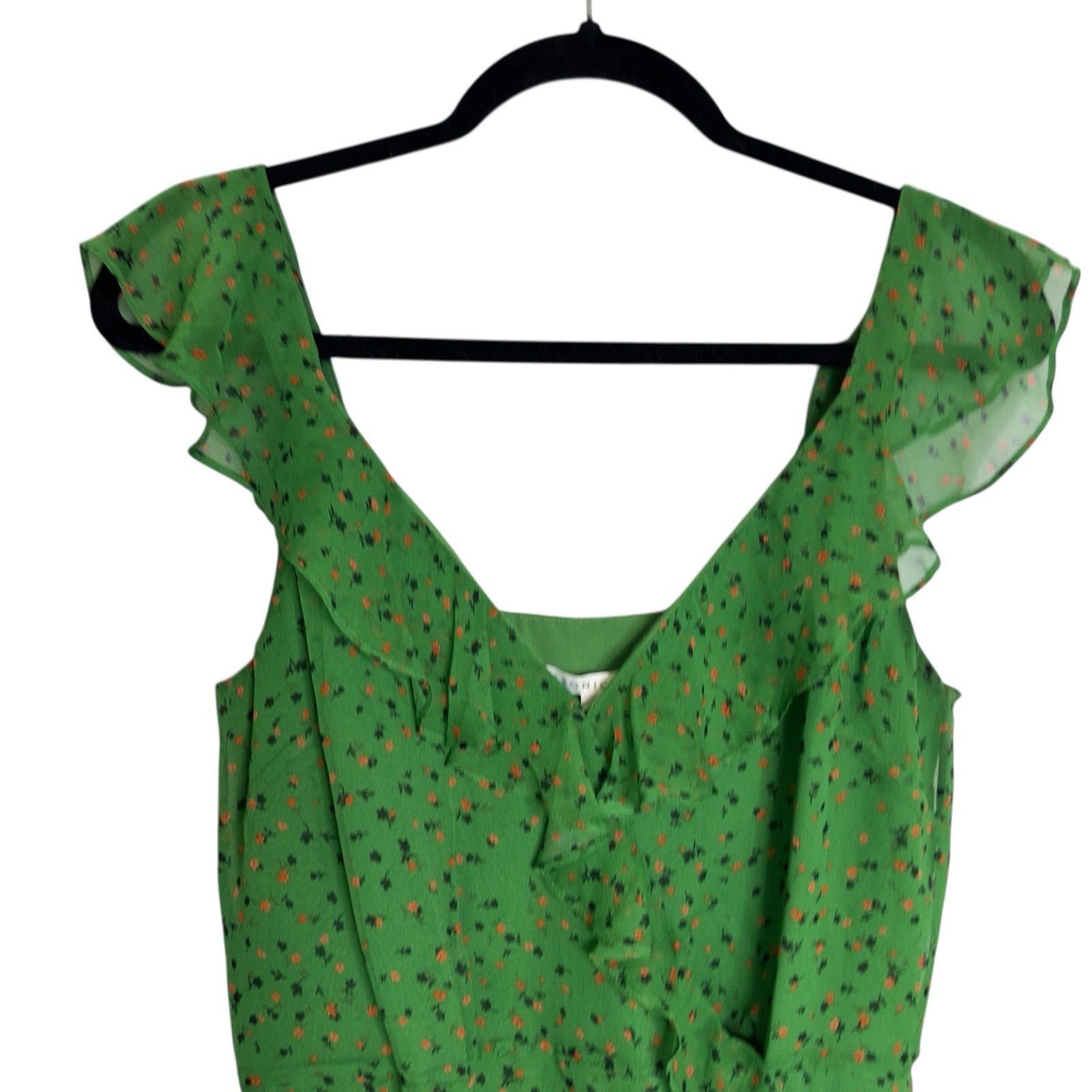 Veronica Beard Amal Ruffled Floral Silk-Chiffon Midi Dress In Green Multi Size 4