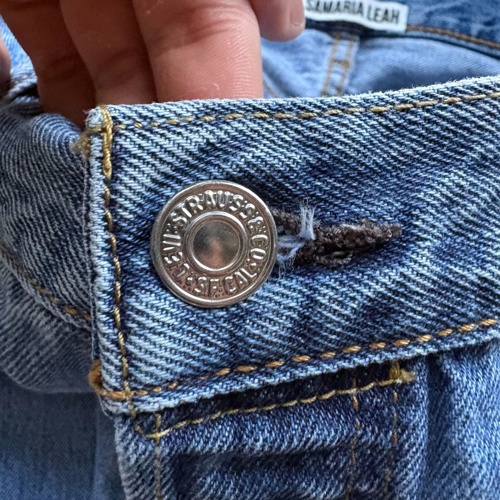 Samaria Leah Upcycled Levi’s 501 Button-Fly Straight Leg Jeans