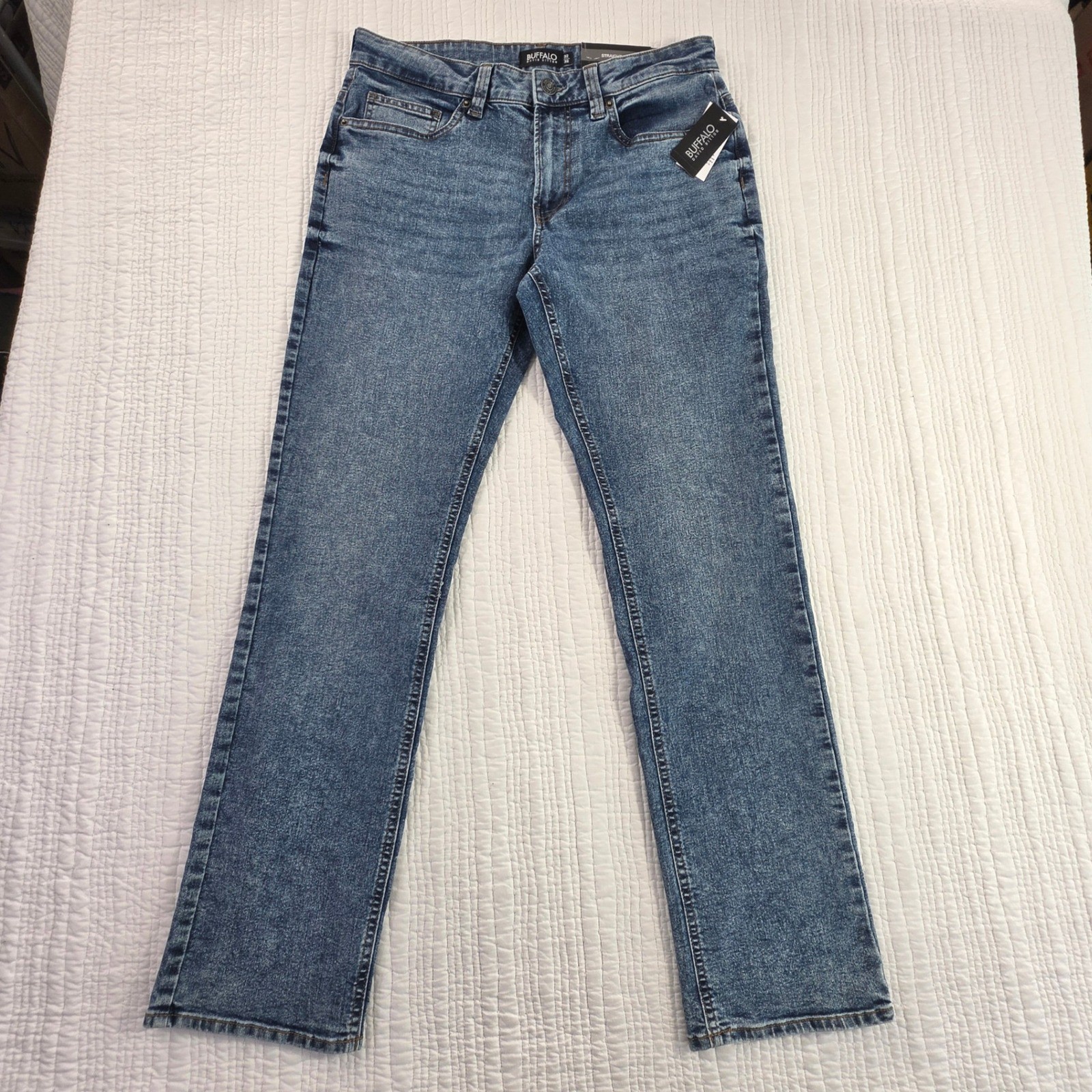 Buffalo David Bitton Straight Six Jeans Mens 32×32 Blue Acid Wash Denim NWT $109