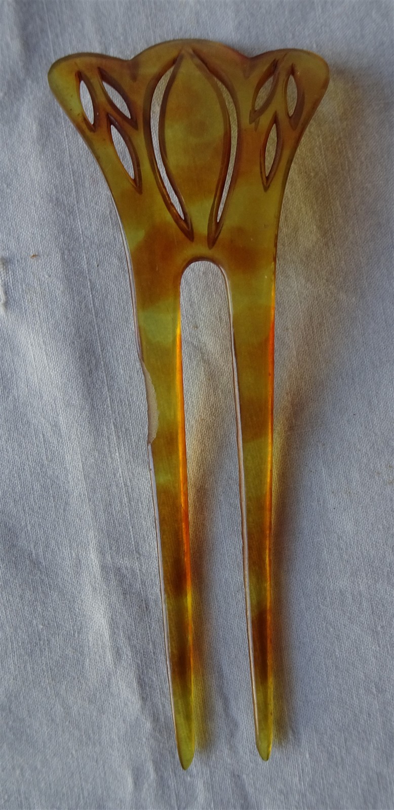 Antique Vintage Decorative Bakelite Light Amber Faux Tortoise Shell Hair Comb