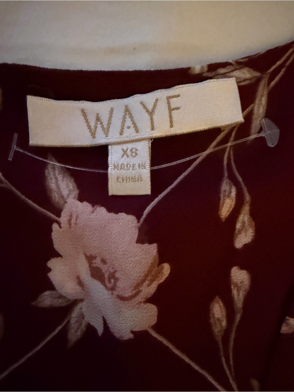 WAYF Free Spirit Floral Ruffle Top XS Burgundy Boho Romantic