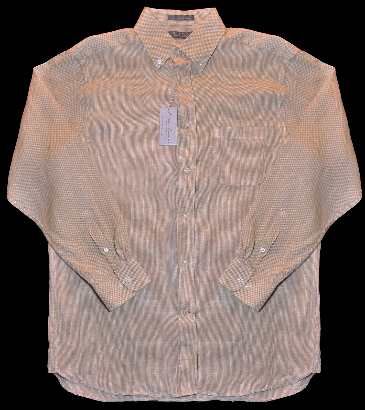 Men’s DANIEL CREMIEUX Khaki Natural White Linen Shirt M Medium NWT NEW Classic!